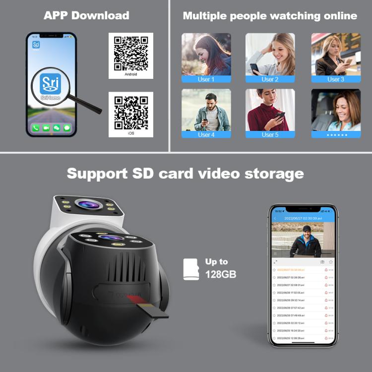 SriHome SH068 E27 4MP HD Dual Lens Light Bulb Camera Outdoor IP66 Waterproof