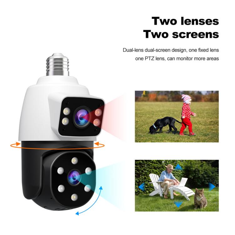 SriHome SH068 E27 4MP HD Dual Lens Light Bulb Camera Outdoor IP66 Waterproof