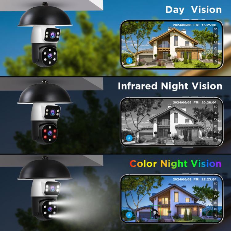 SriHome SH068 E27 4MP HD Dual Lens Light Bulb Camera Outdoor IP66 Waterproof