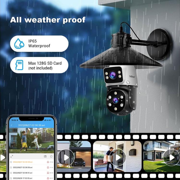 SriHome SH068 E27 4MP HD Dual Lens Light Bulb Camera Outdoor IP66 Waterproof