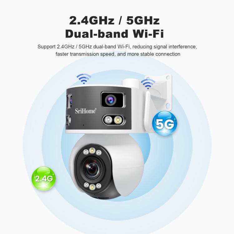 SriHome SH055 8MP HD Multi-lens 5X Optical Zoom Lens Panoramic PTZ Dome Camera