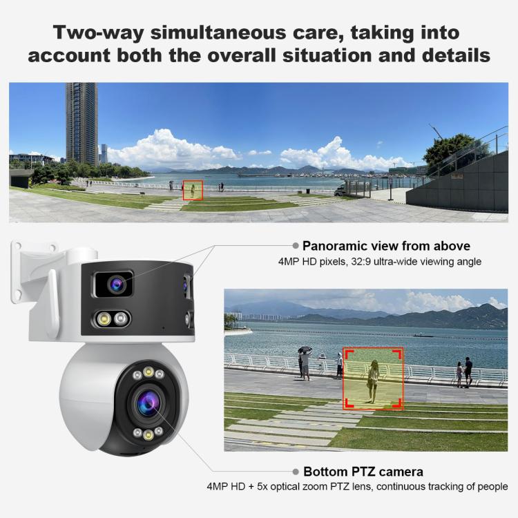 SriHome SH055 8MP HD Multi-lens 5X Optical Zoom Lens Panoramic PTZ Dome Camera