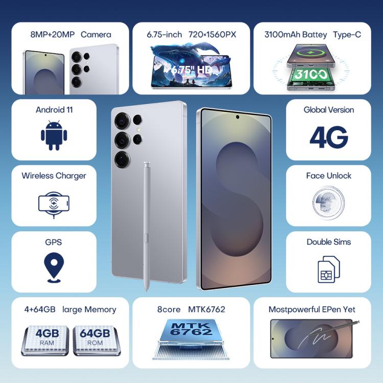F102 / S25 Ultra, 4GB+64GB, 6.75 inch Android 11 MTK6762 Octa Core, Network: 4G, Dual SIM, Support Wireless Charging