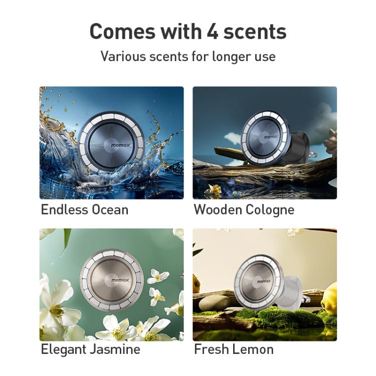 MOMAX CM35 1-Move Relaxaire Aluminum Alloy Magnetic Car Aromatherapy Holder