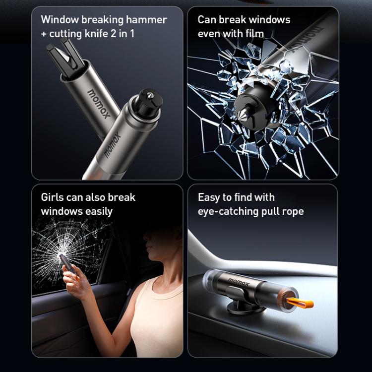 MOMAX CR11E 1-Move Portable 2 in 1 Car Seat Belt Cutter Emergency Safety Hammer