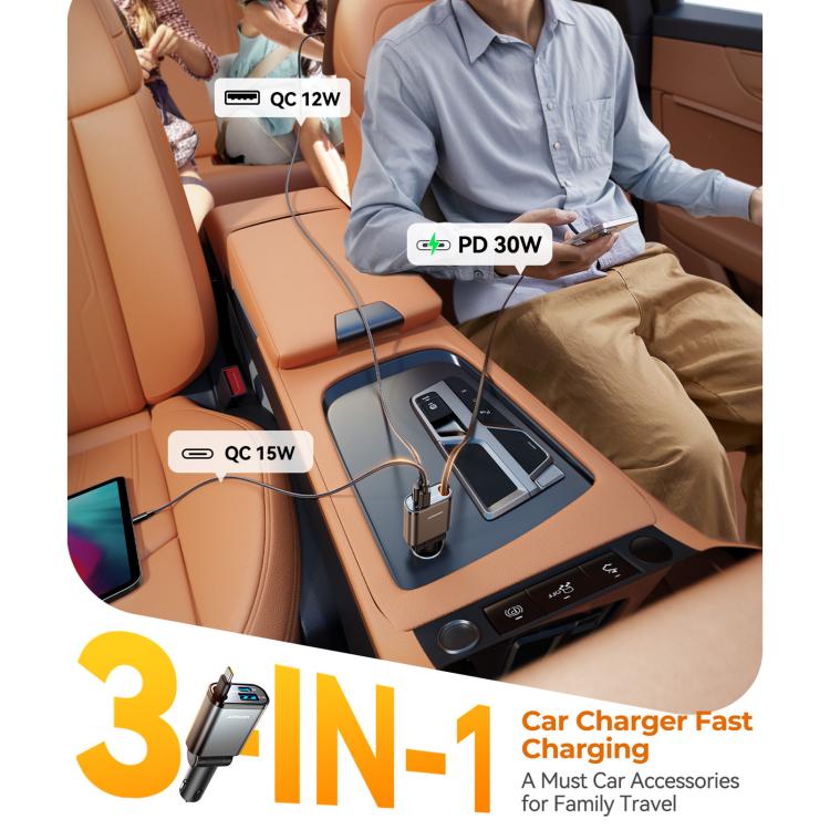 JOYROOM JR-CCL07 3 in 1 Retractable Car Charger