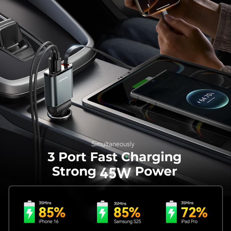 JOYROOM JR-CCL07 3 in 1 Retractable Car Charger