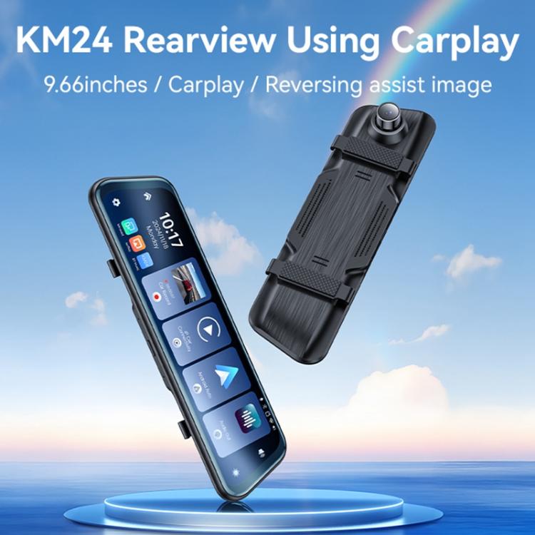 Yesido KM24 9.66 inch HD Image Reversing Assist CarPlay Streaming Rearview Mirror Dash Cam