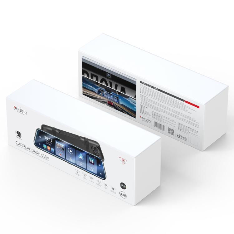 Yesido KM24 9.66 inch HD Image Reversing Assist CarPlay Streaming Rearview Mirror Dash Cam