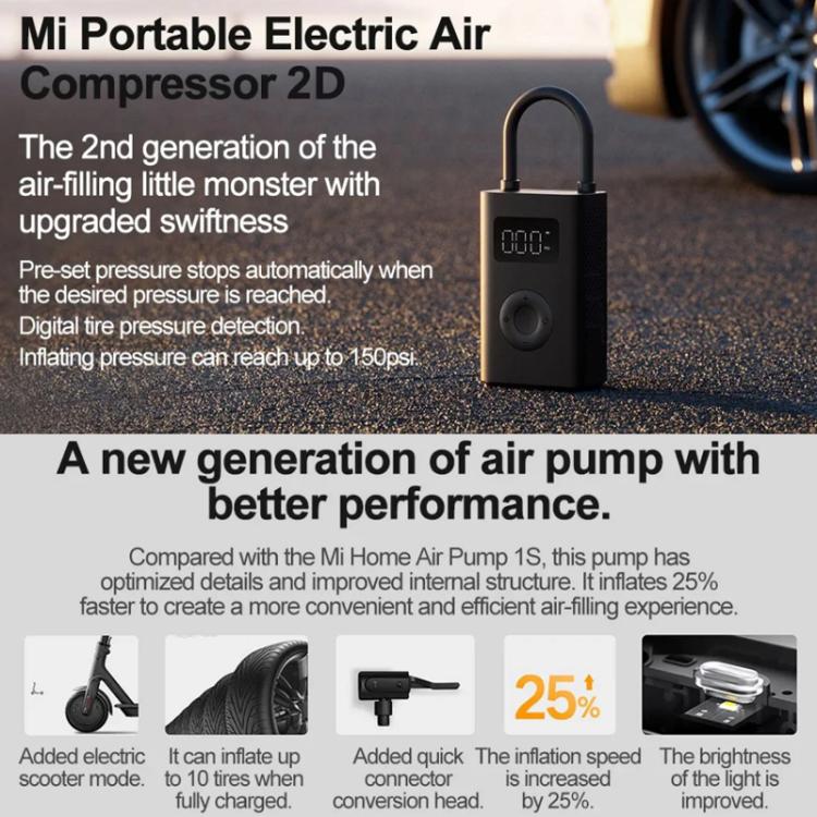Xiaomi Mijia Air Pump 2D Portable Electric Air Compressor For Motorcycle Car Basketball