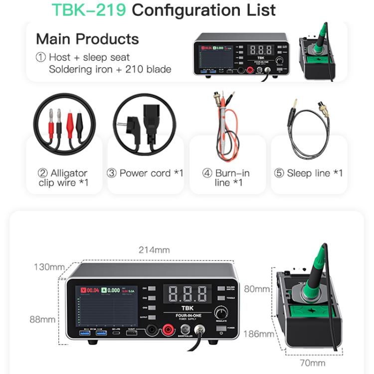 TBK-219 20V / 5A All-purpose Integrated Workstation Power Supply with C210 Soldering Iron