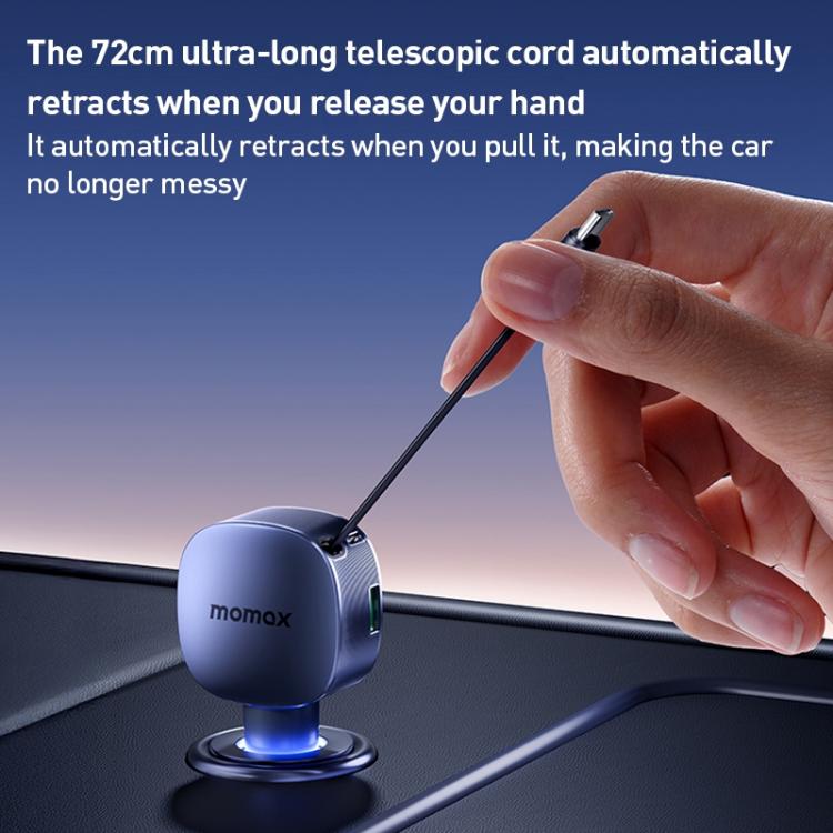 MOMAX UC19 60W 3 in 1 Car Charger with Retractable Cable