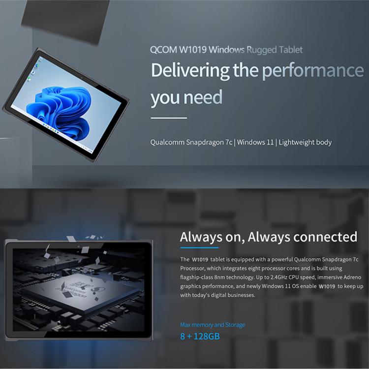 QCOM W1019 Windows 11 Pro Tablet PC, 8GB+128GB, 10.1 inch Qualcomm SC7180 Kryo 468 8C8T Octa Core, Network: 4G, OTG