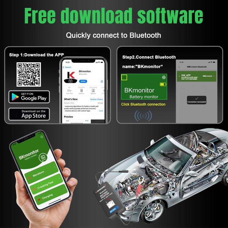 KONNWEI BK300 6V / 12V / 24V Car Bluetooth 5.0 Battery Monitor Diagnostic Tool