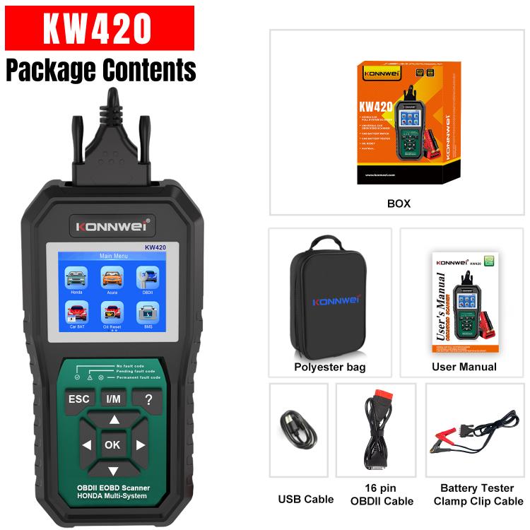 KONNWEI KW420 2.8 inch Color Screen Car OBD2 Fault Diagnostic Scan Tool for Honda