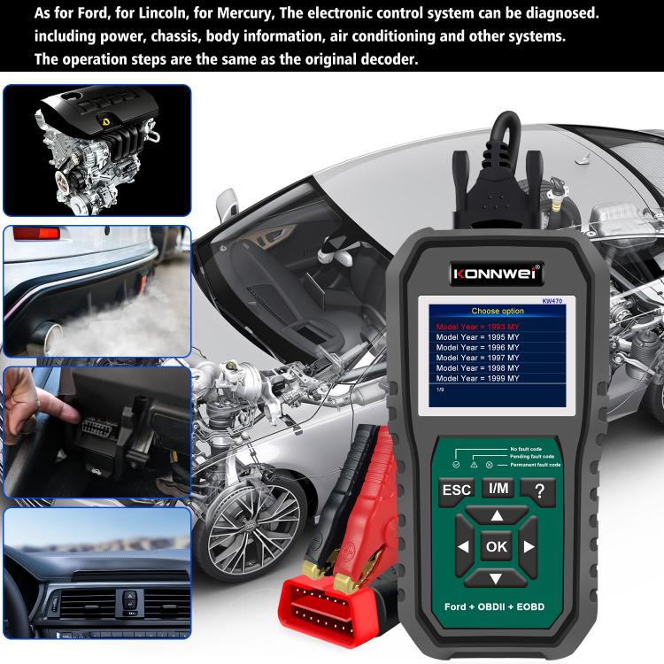 KONNWEI KW470 2.8 inch Color Screen Car OBD2 Fault Diagnostic Scan Tool for Ford