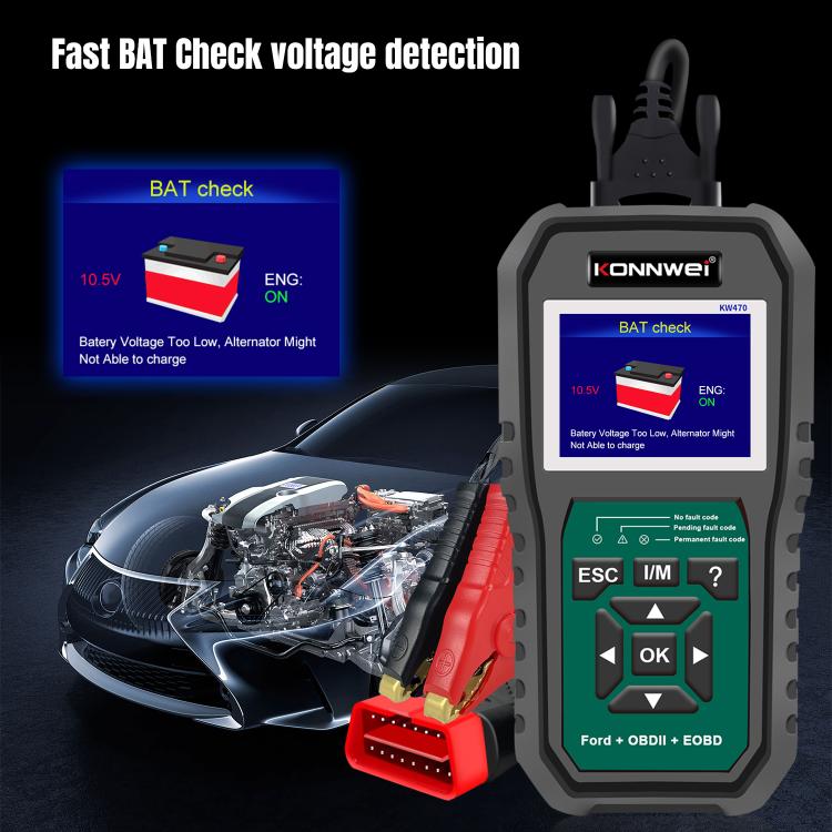KONNWEI KW470 2.8 inch Color Screen Car OBD2 Fault Diagnostic Scan Tool for Ford