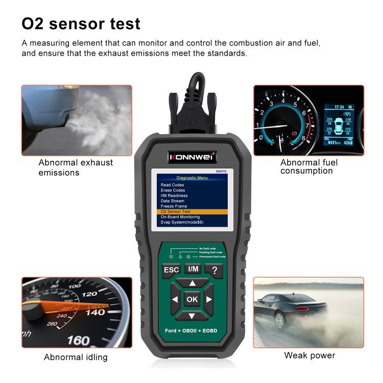 KONNWEI KW470 2.8 inch Color Screen Car OBD2 Fault Diagnostic Scan Tool for Ford