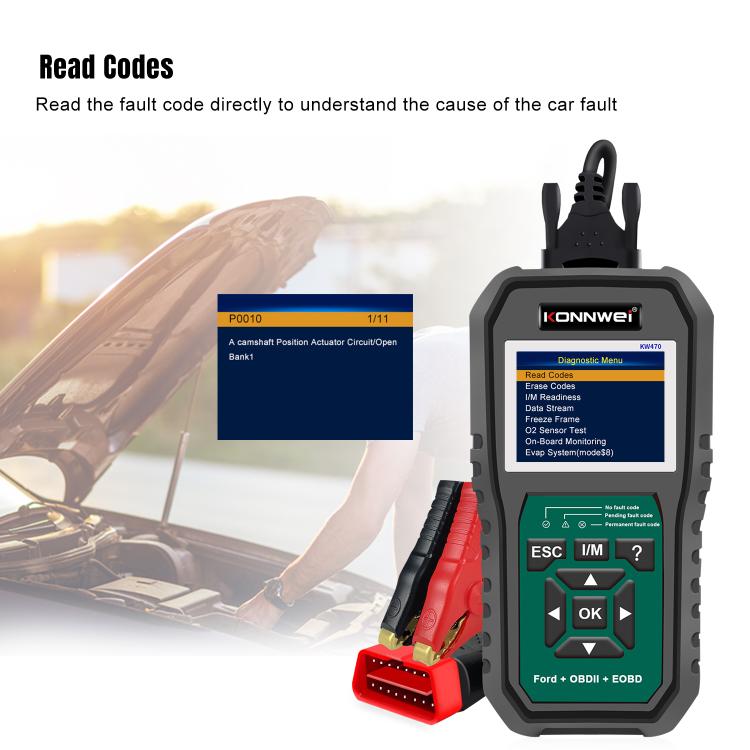 KONNWEI KW470 2.8 inch Color Screen Car OBD2 Fault Diagnostic Scan Tool for Ford