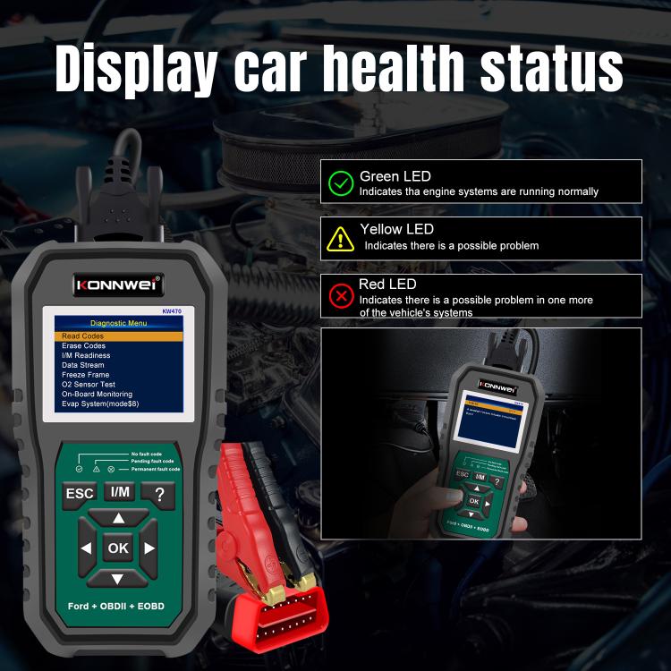 KONNWEI KW470 2.8 inch Color Screen Car OBD2 Fault Diagnostic Scan Tool for Ford
