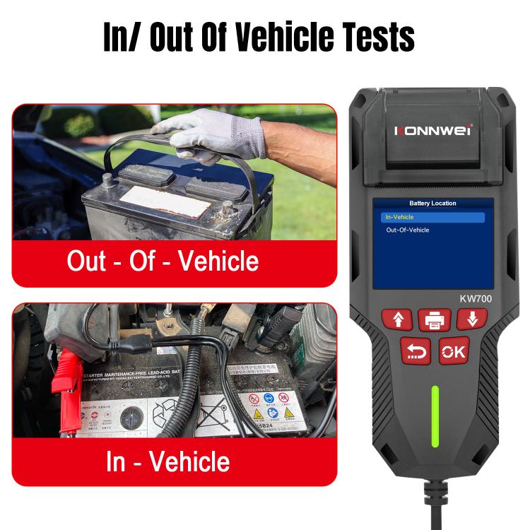 KONNWEI KW700 12V / 24V 2.8 inch Color Screen Car Battery Tester with Printer