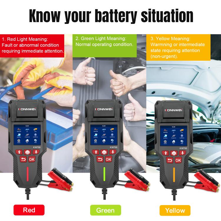 KONNWEI KW700 12V / 24V 2.8 inch Color Screen Car Battery Tester with Printer