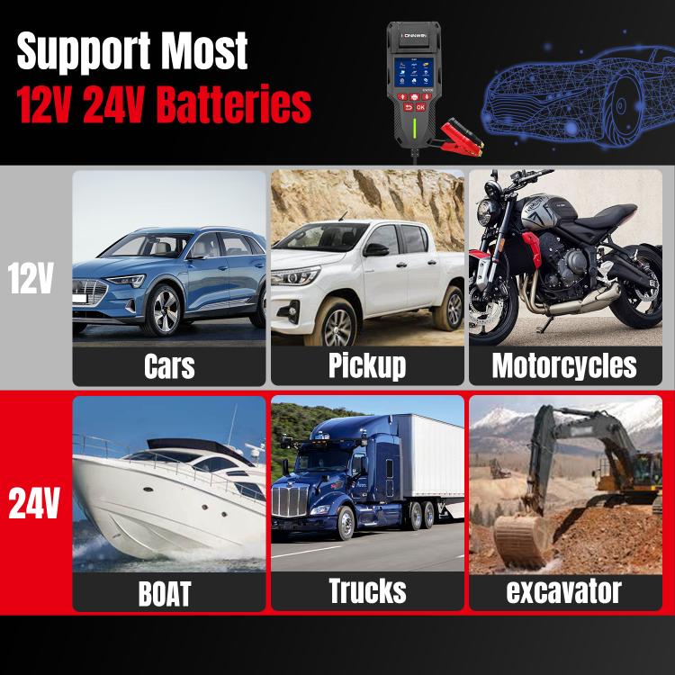 KONNWEI KW700 12V / 24V 2.8 inch Color Screen Car Battery Tester with Printer