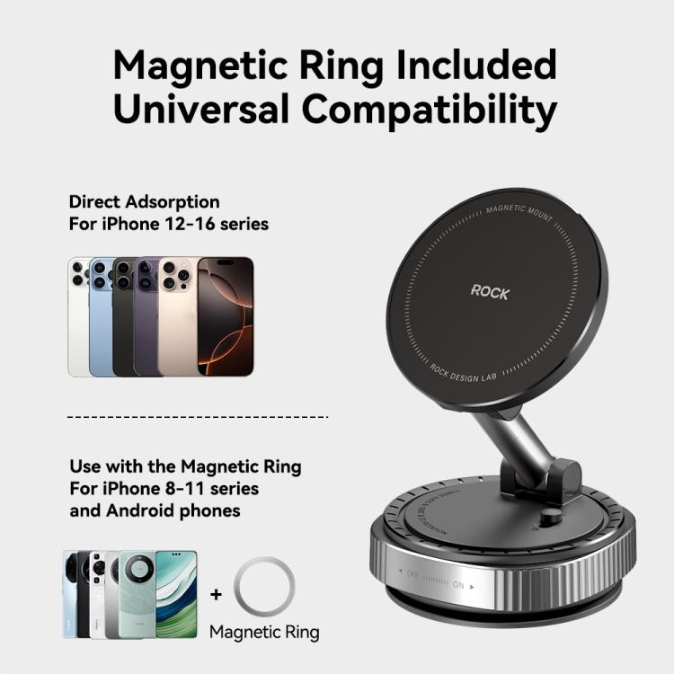 ROCK Q16 RPH1016 Car Electric Vacuum Suction Cup Magnetic Phone Holder