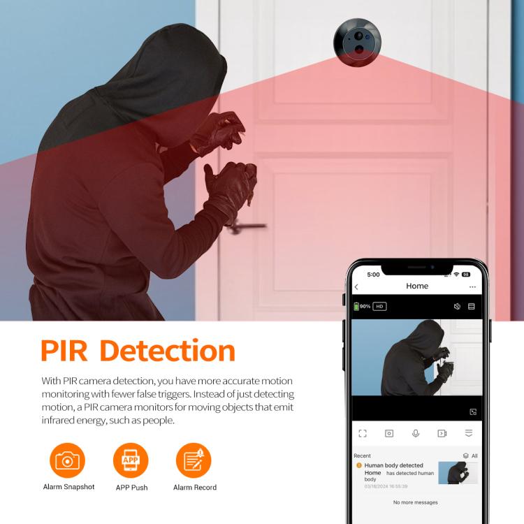 ESCAM C88 4.3 inch 1080P PIR Digital Door Viewer WiFi Video Doorbell Support Night Vision, Two-way Audio