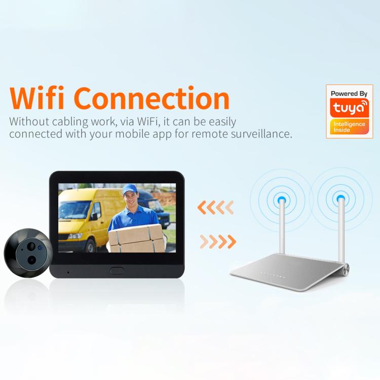 ESCAM C88 4.3 inch 1080P PIR Digital Door Viewer WiFi Video Doorbell Support Night Vision, Two-way Audio