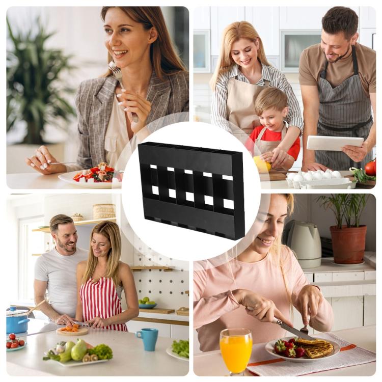 Five-grid Straw Cutlery Metal Storage Rack Kitchen Organizer