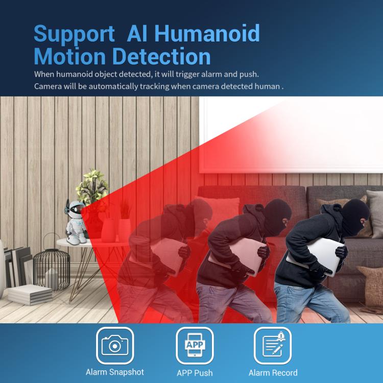 ESCAM PT205 5G WiFi Smart Robot Wireless AI Automatic Tracking Camera, Two Way Audio / Night Nersion