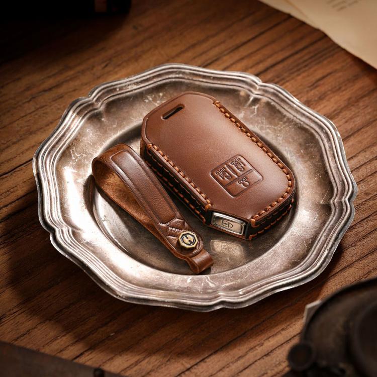 For Kia Carnival Hallmo B087 Crazy Horse Cowhide Car Key Protection Cover