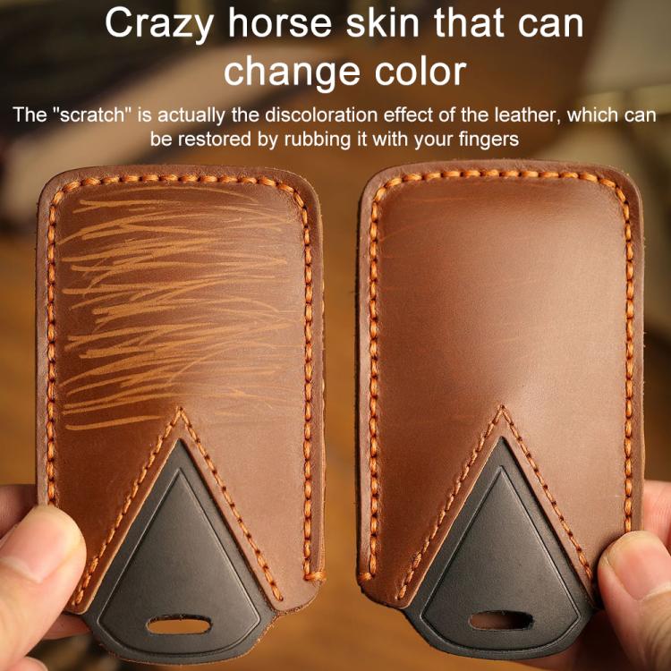 For Kia Carnival Hallmo B087 Crazy Horse Cowhide Car Key Protection Cover