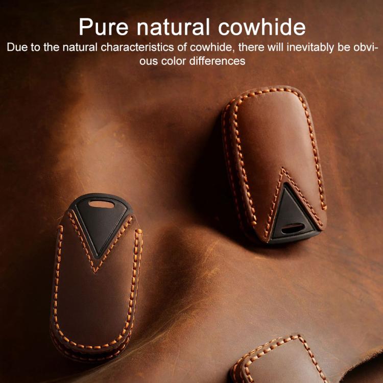 For Kia Carnival Hallmo B087 Crazy Horse Cowhide Car Key Protection Cover