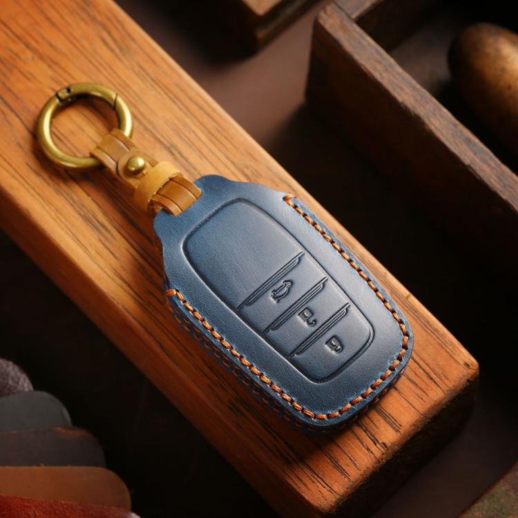 For Toyota Corolla 2-button B110 Crazy Horse Cowhide Car Key Protection Cover