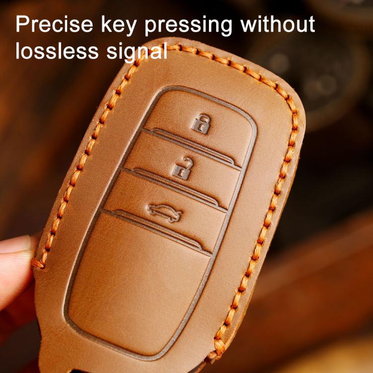 For Toyota Corolla 3-button B111 Crazy Horse Cowhide Car Key Protection Cover