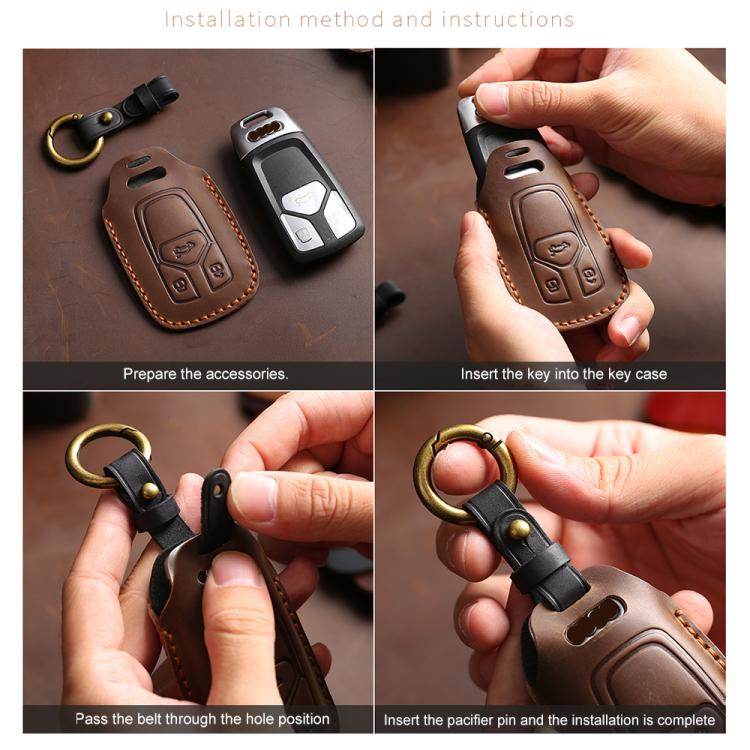 For Toyota Corolla 3-button B111 Crazy Horse Cowhide Car Key Protection Cover