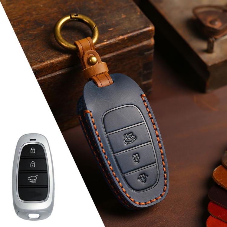 For Hyundai Staria / Sonata 3-button B121 Crazy Horse Cowhide Car Key Protection Cover