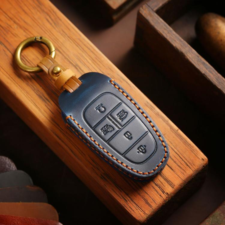 For Hyundai Staria / Sonata 3-button B121 Crazy Horse Cowhide Car Key Protection Cover