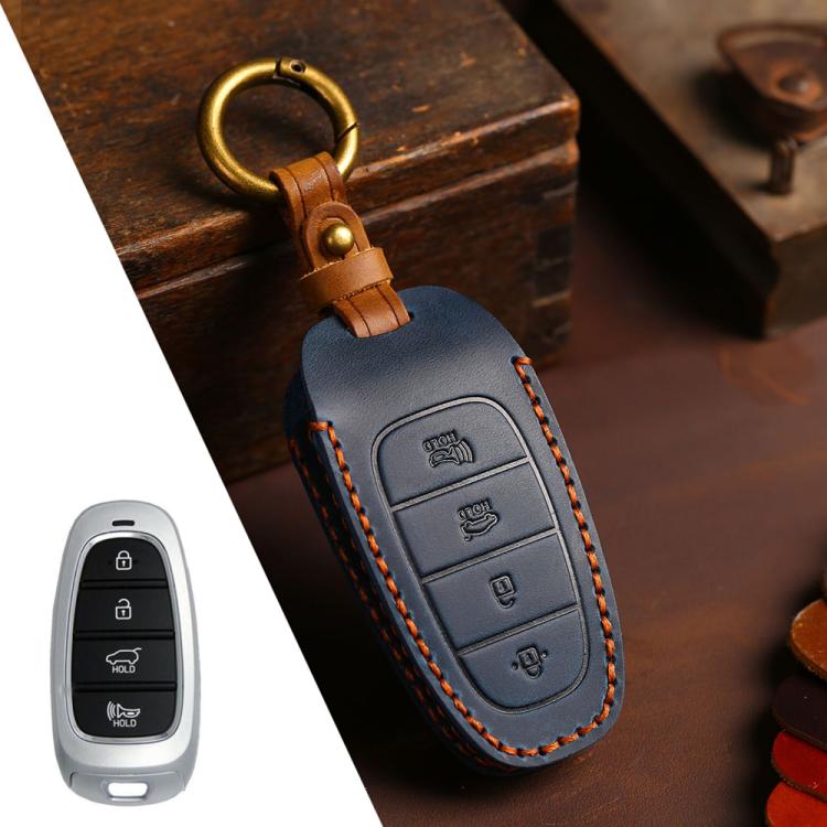 For Hyundai Staria / Sonata 4-button B122 Crazy Horse Cowhide Car Key Protection Cover