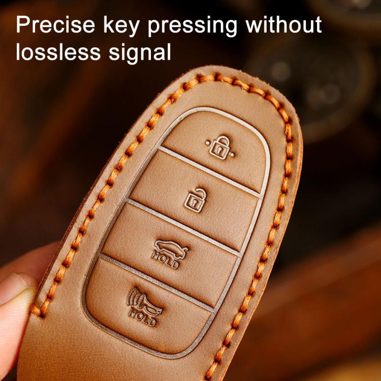 For Hyundai Staria / Sonata 4-button B122 Crazy Horse Cowhide Car Key Protection Cover
