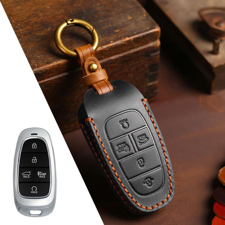 For Hyundai Staria / Sonata 5-button B123 Crazy Horse Cowhide Car Key Protection Cover