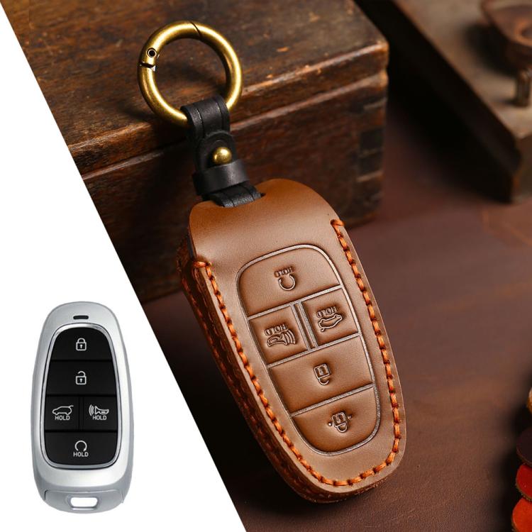 For Hyundai Staria / Sonata 5-button B123 Crazy Horse Cowhide Car Key Protection Cover