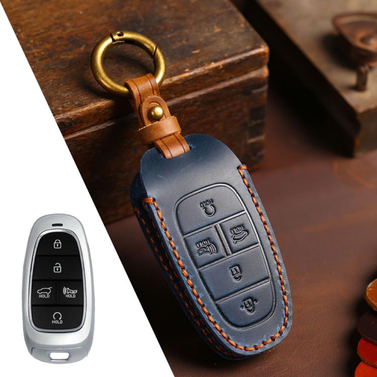 For Hyundai Staria / Sonata 5-button B123 Crazy Horse Cowhide Car Key Protection Cover