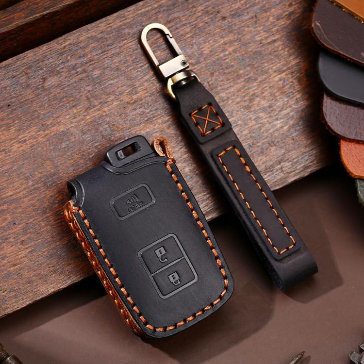 For Toyota North American 2+1-button C012 Crazy Horse Cowhide Car Key Protection Cover