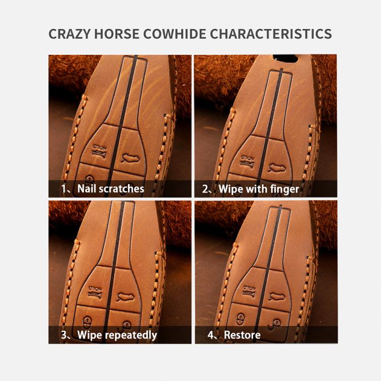 For Toyota North American 3+1-button C013 Crazy Horse Cowhide Car Key Protection Cover