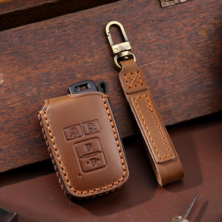 For Toyota North American 4-button C011 Crazy Horse Cowhide Car Key Protection Cover