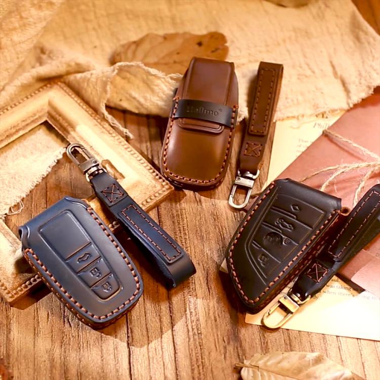 For Volvo XC60 / XC90 / S90 6-button C047 Crazy Horse Cowhide Car Key Protection Cover