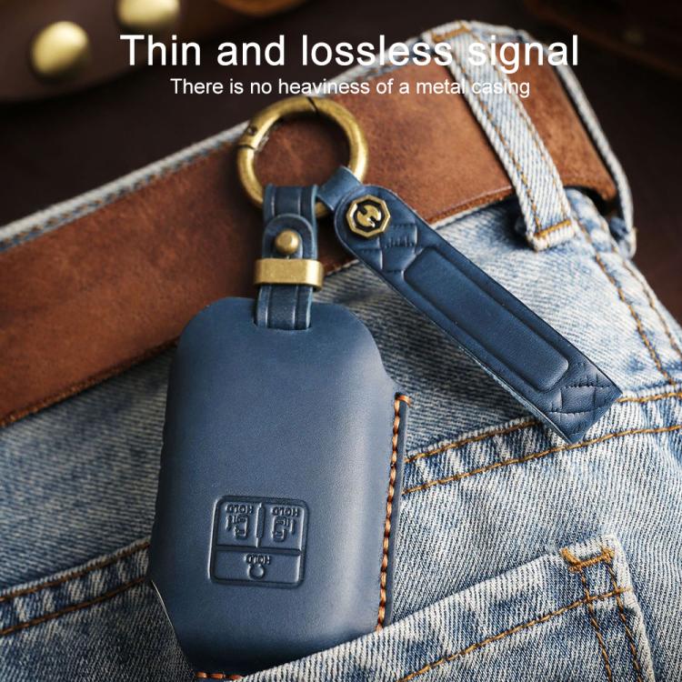 For Kia Carnival SX Hallmo E171 Crazy Horse Cowhide Car Key Protection Cover